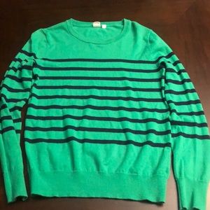 Gap Green and Navy striped crewneck preppy striped sweater